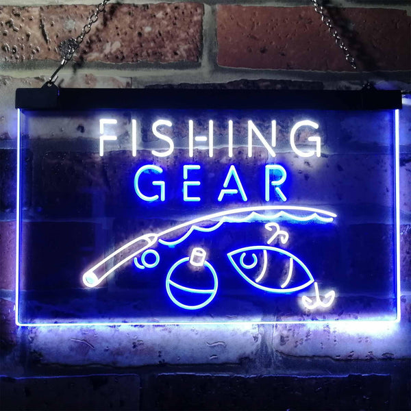ADVPRO Fishing Gear Shop Open Display Dual Color LED Neon Sign st6-i3145 - White & Blue
