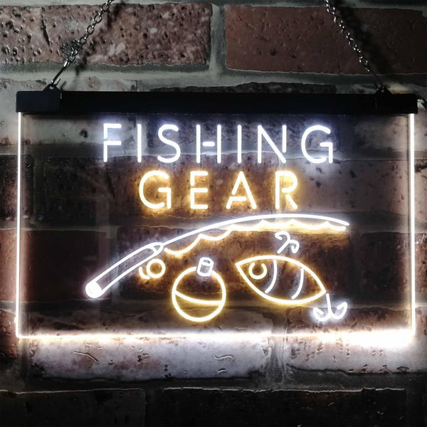 ADVPRO Fishing Gear Shop Open Display Dual Color LED Neon Sign st6-i3145 - White & Yellow