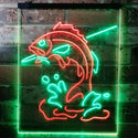 ADVPRO Fish on Hook Fishing Lover Cabin Man Cave  Dual Color LED Neon Sign st6-i3146 - Green & Red