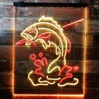 ADVPRO Fish on Hook Fishing Lover Cabin Man Cave  Dual Color LED Neon Sign st6-i3146 - Red & Yellow