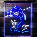 ADVPRO Fish on Hook Fishing Lover Cabin Man Cave  Dual Color LED Neon Sign st6-i3146 - White & Blue
