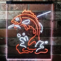 ADVPRO Fish on Hook Fishing Lover Cabin Man Cave  Dual Color LED Neon Sign st6-i3146 - White & Orange