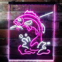 ADVPRO Fish on Hook Fishing Lover Cabin Man Cave  Dual Color LED Neon Sign st6-i3146 - White & Purple