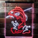 ADVPRO Fish on Hook Fishing Lover Cabin Man Cave  Dual Color LED Neon Sign st6-i3146 - White & Red