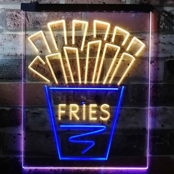 ADVPRO French Fries Fast Food Drinks Restaurant  Dual Color LED Neon Sign st6-i3147 - Blue & Yellow
