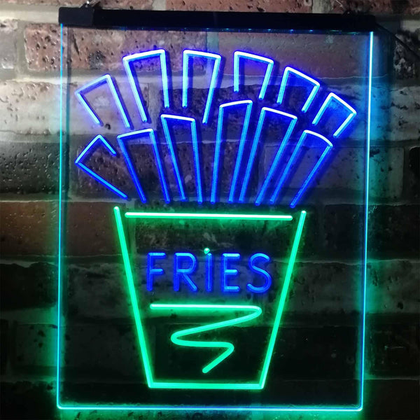 ADVPRO French Fries Fast Food Drinks Restaurant  Dual Color LED Neon Sign st6-i3147 - Green & Blue