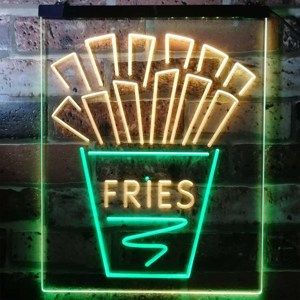ADVPRO French Fries Fast Food Drinks Restaurant  Dual Color LED Neon Sign st6-i3147 - Green & Yellow