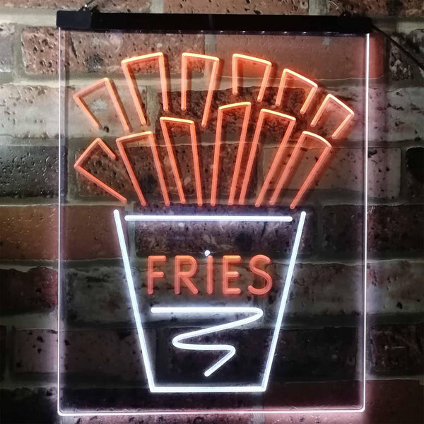 ADVPRO French Fries Fast Food Drinks Restaurant  Dual Color LED Neon Sign st6-i3147 - White & Orange