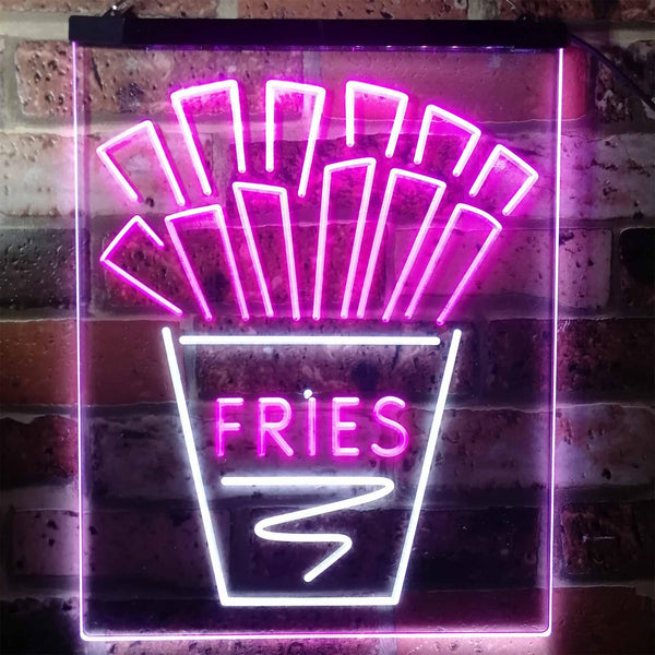 ADVPRO French Fries Fast Food Drinks Restaurant  Dual Color LED Neon Sign st6-i3147 - White & Purple