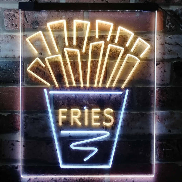 ADVPRO French Fries Fast Food Drinks Restaurant  Dual Color LED Neon Sign st6-i3147 - White & Yellow