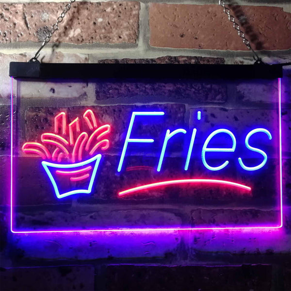 ADVPRO French Fries Fast Food Display Open Dual Color LED Neon Sign st6-i3148 - Blue & Red