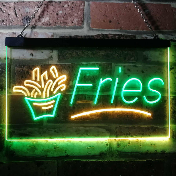 ADVPRO French Fries Fast Food Display Open Dual Color LED Neon Sign st6-i3148 - Green & Yellow