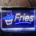 ADVPRO French Fries Fast Food Display Open Dual Color LED Neon Sign st6-i3148 - White & Blue