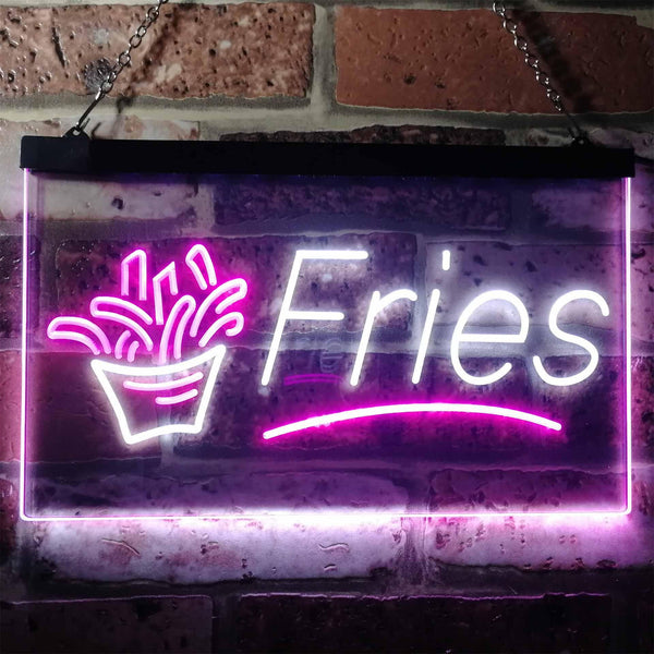 ADVPRO French Fries Fast Food Display Open Dual Color LED Neon Sign st6-i3148 - White & Purple