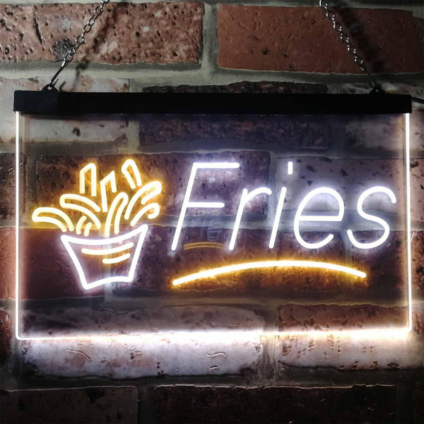ADVPRO French Fries Fast Food Display Open Dual Color LED Neon Sign st6-i3148 - White & Yellow
