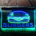 ADVPRO Hamburgers Burgers Fast Food Shop Open Dual Color LED Neon Sign st6-i3149 - Green & Blue