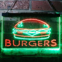 ADVPRO Hamburgers Burgers Fast Food Shop Open Dual Color LED Neon Sign st6-i3149 - Green & Red