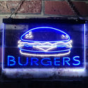 ADVPRO Hamburgers Burgers Fast Food Shop Open Dual Color LED Neon Sign st6-i3149 - White & Blue