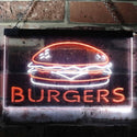 ADVPRO Hamburgers Burgers Fast Food Shop Open Dual Color LED Neon Sign st6-i3149 - White & Orange