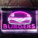 ADVPRO Hamburgers Burgers Fast Food Shop Open Dual Color LED Neon Sign st6-i3149 - White & Purple