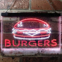 ADVPRO Hamburgers Burgers Fast Food Shop Open Dual Color LED Neon Sign st6-i3149 - White & Red