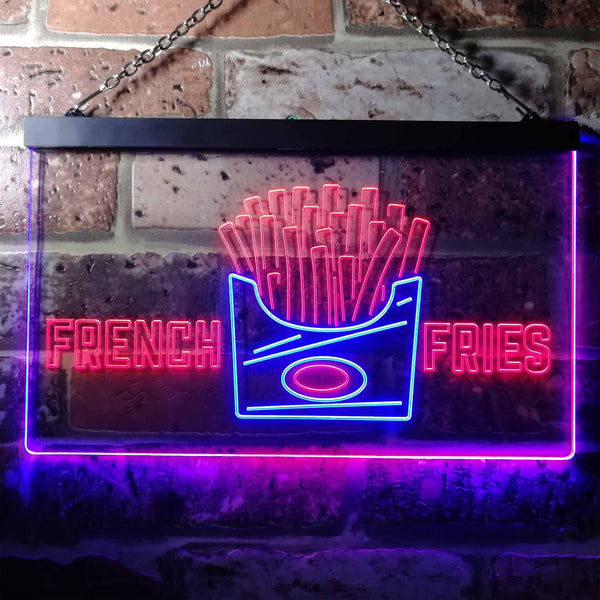 ADVPRO French Fries Fast Food Shop Dual Color LED Neon Sign st6-i3150 - Blue & Red