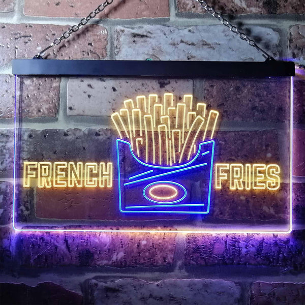 ADVPRO French Fries Fast Food Shop Dual Color LED Neon Sign st6-i3150 - Blue & Yellow