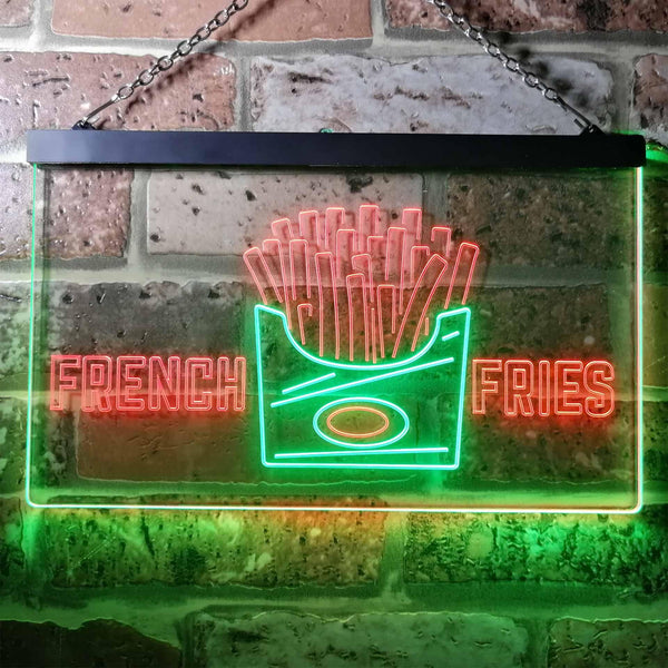 ADVPRO French Fries Fast Food Shop Dual Color LED Neon Sign st6-i3150 - Green & Red