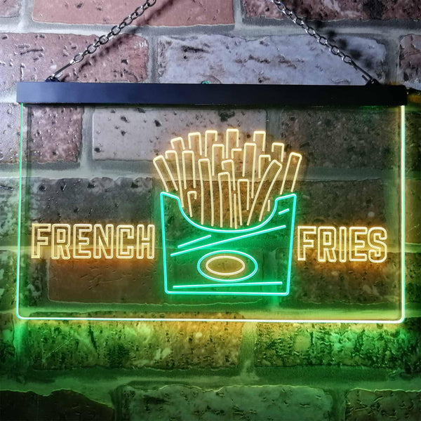 ADVPRO French Fries Fast Food Shop Dual Color LED Neon Sign st6-i3150 - Green & Yellow