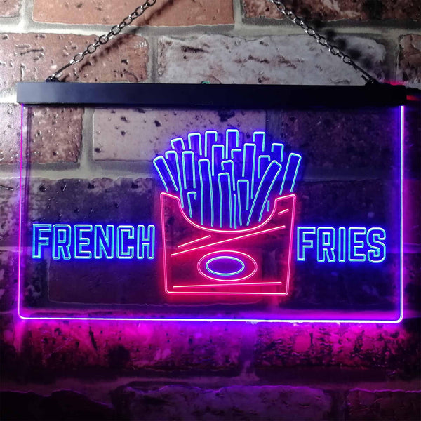 ADVPRO French Fries Fast Food Shop Dual Color LED Neon Sign st6-i3150 - Red & Blue