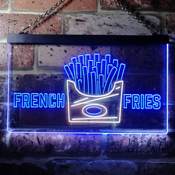 ADVPRO French Fries Fast Food Shop Dual Color LED Neon Sign st6-i3150 - White & Blue