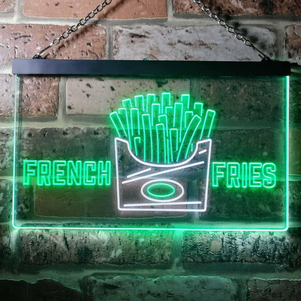 ADVPRO French Fries Fast Food Shop Dual Color LED Neon Sign st6-i3150 - White & Green