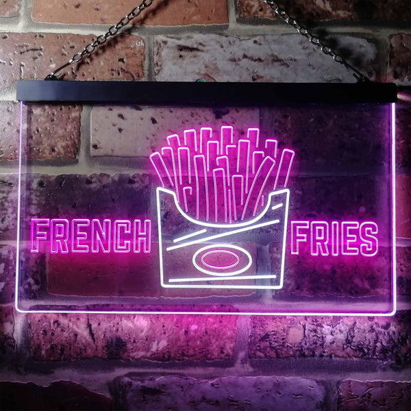 ADVPRO French Fries Fast Food Shop Dual Color LED Neon Sign st6-i3150 - White & Purple