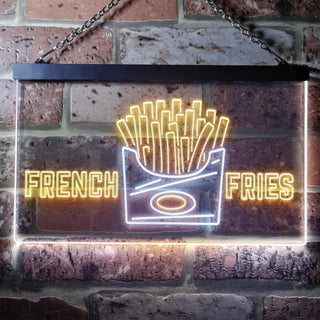 ADVPRO French Fries Fast Food Shop Dual Color LED Neon Sign st6-i3150 - White & Yellow