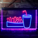 ADVPRO Fries and Drinks Fast Food Dual Color LED Neon Sign st6-i3151 - Blue & Red