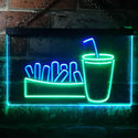 ADVPRO Fries and Drinks Fast Food Dual Color LED Neon Sign st6-i3151 - Green & Blue
