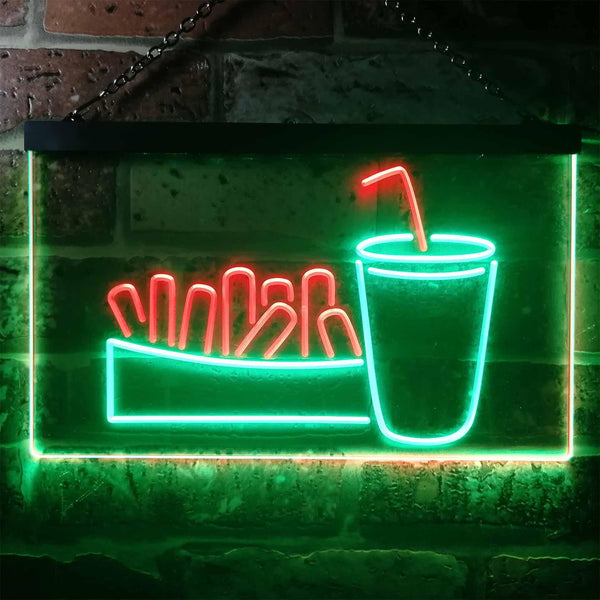 ADVPRO Fries and Drinks Fast Food Dual Color LED Neon Sign st6-i3151 - Green & Red