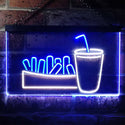 ADVPRO Fries and Drinks Fast Food Dual Color LED Neon Sign st6-i3151 - White & Blue