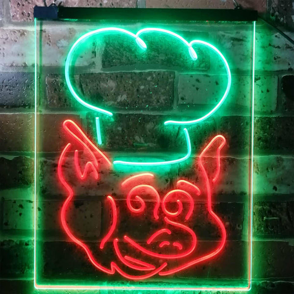 ADVPRO BBQ Pig Restaurant Food Open Shop  Dual Color LED Neon Sign st6-i3152 - Green & Red