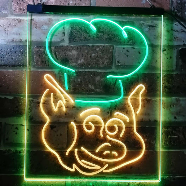 ADVPRO BBQ Pig Restaurant Food Open Shop  Dual Color LED Neon Sign st6-i3152 - Green & Yellow