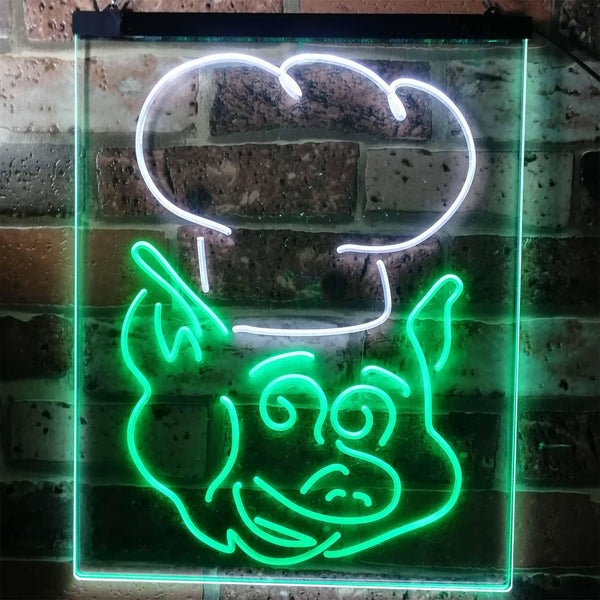 ADVPRO BBQ Pig Restaurant Food Open Shop  Dual Color LED Neon Sign st6-i3152 - White & Green