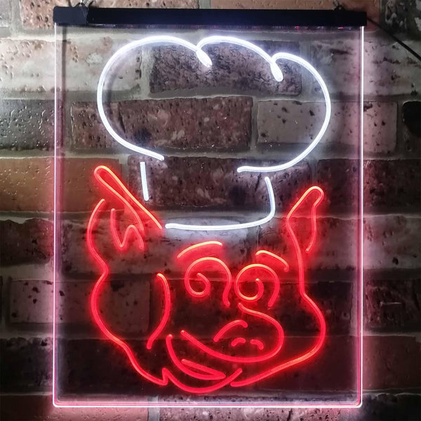 ADVPRO BBQ Pig Restaurant Food Open Shop  Dual Color LED Neon Sign st6-i3152 - White & Red