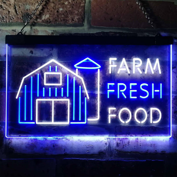ADVPRO Farm Fresh Food Restaurant Kitchen Display Dual Color LED Neon Sign st6-i3153 - White & Blue