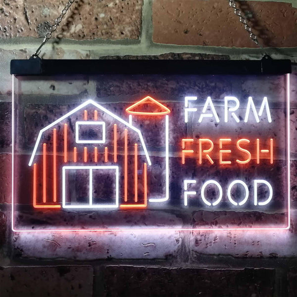 ADVPRO Farm Fresh Food Restaurant Kitchen Display Dual Color LED Neon Sign st6-i3153 - White & Orange