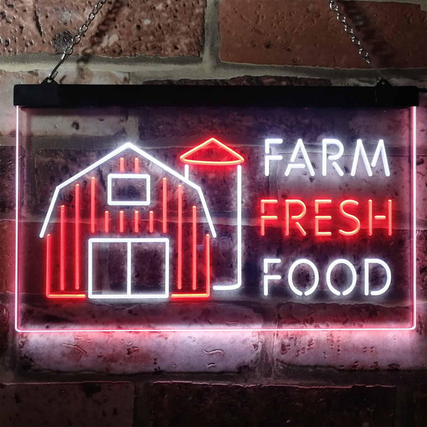 ADVPRO Farm Fresh Food Restaurant Kitchen Display Dual Color LED Neon Sign st6-i3153 - White & Red