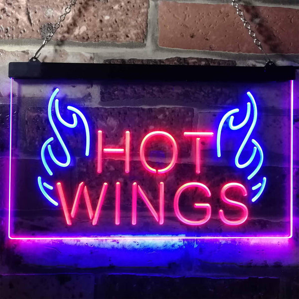 ADVPRO Hot Wings Fast Food Shop Open Display Dual Color LED Neon Sign st6-i3154 - Blue & Red