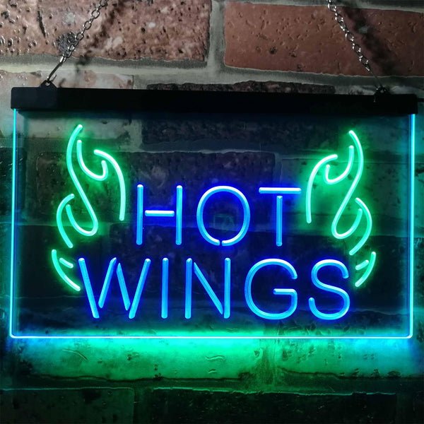 ADVPRO Hot Wings Fast Food Shop Open Display Dual Color LED Neon Sign st6-i3154 - Green & Blue
