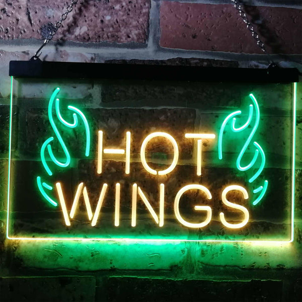 ADVPRO Hot Wings Fast Food Shop Open Display Dual Color LED Neon Sign st6-i3154 - Green & Yellow