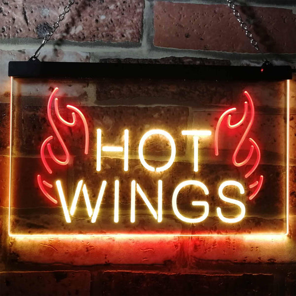 ADVPRO Hot Wings Fast Food Shop Open Display Dual Color LED Neon Sign st6-i3154 - Red & Yellow