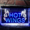 ADVPRO Hot Wings Fast Food Shop Open Display Dual Color LED Neon Sign st6-i3154 - White & Blue